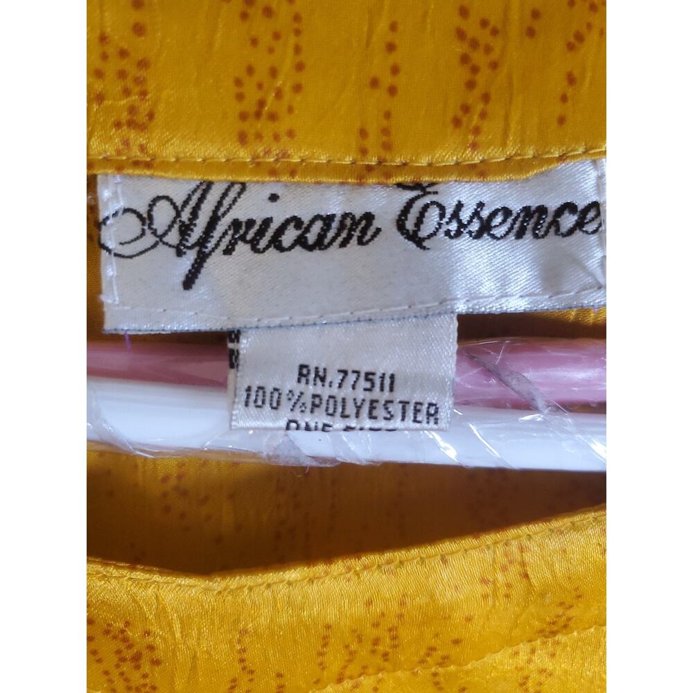 Vintage African Essence Kaftan Dress Womens One Size Yellow Afrocentric Graphic - Picture 3 of 14